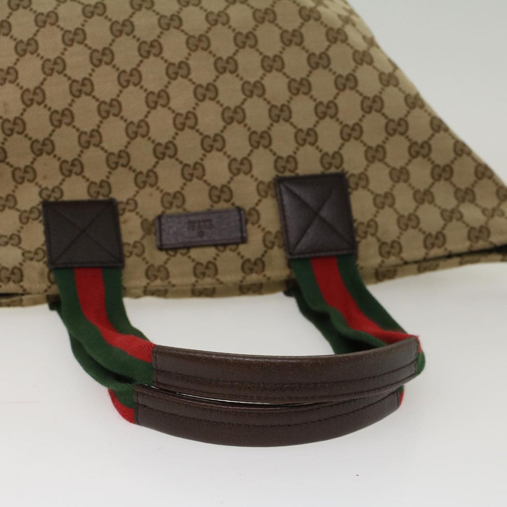 GUCCI GG Canvas Web Sherry Line Tote Bag Leather Beige Red 131230 ep1049