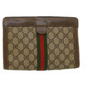 GUCCI GG Canvas Web Sherry Line Clutch Bag Beige Red 89•01•001 ep1055