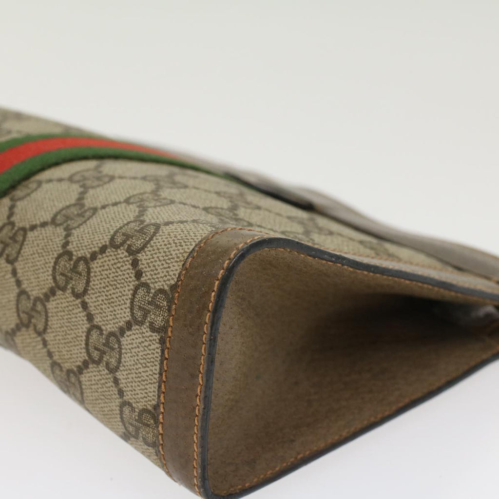 GUCCI GG Canvas Web Sherry Line Clutch Bag Beige Red 89•01•001 ep1055