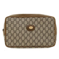 GUCCI GG Plus Canvas Clutch Bag PVC Leather Beige ep1069