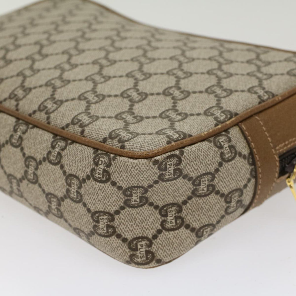 GUCCI GG Plus Canvas Clutch Bag PVC Leather Beige ep1069