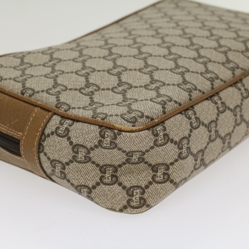 GUCCI GG Plus Canvas Clutch Bag PVC Leather Beige ep1069