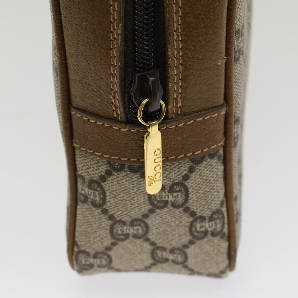 GUCCI GG Plus Canvas Clutch Bag PVC Leather Beige ep1069