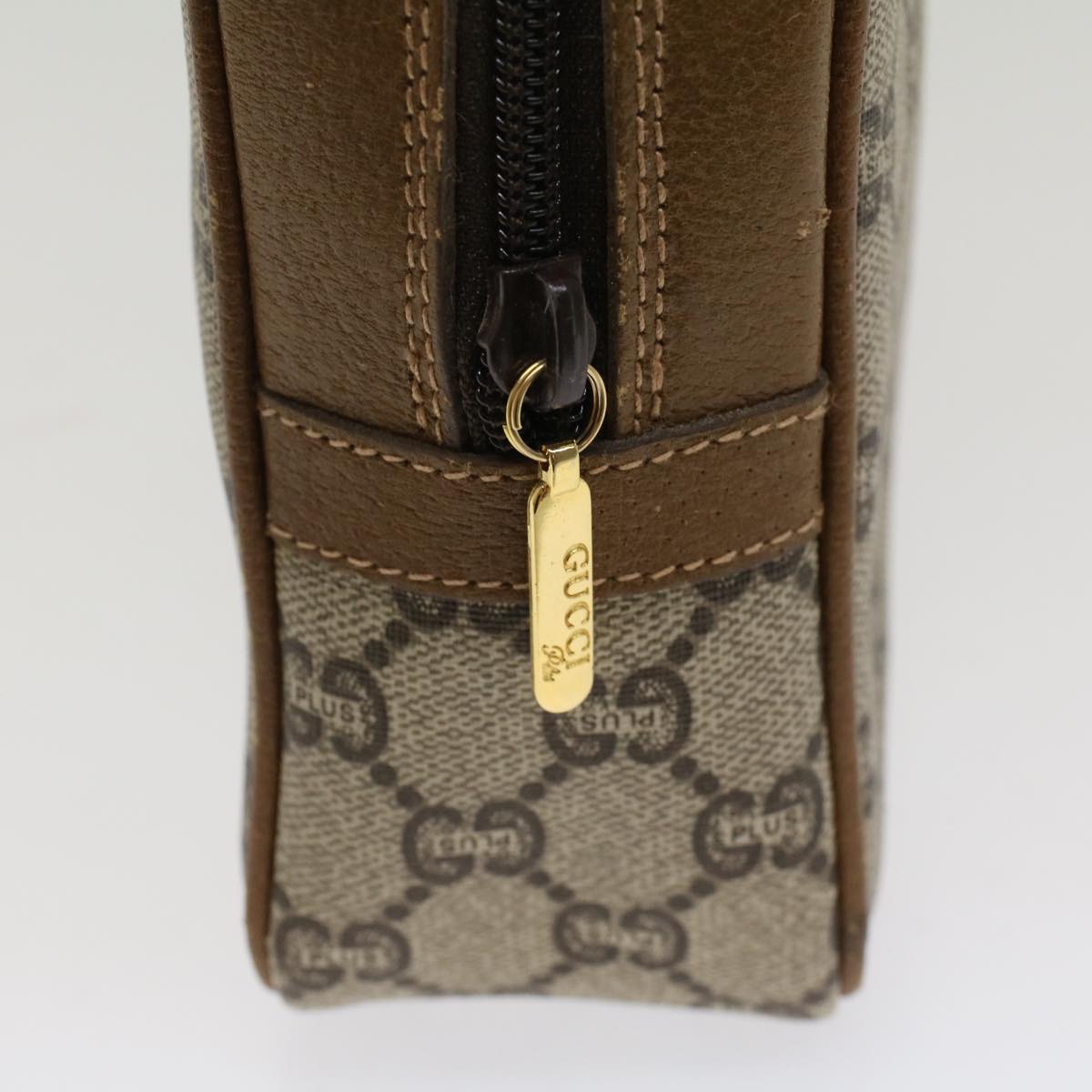 GUCCI GG Plus Canvas Clutch Bag PVC Leather Beige ep1069