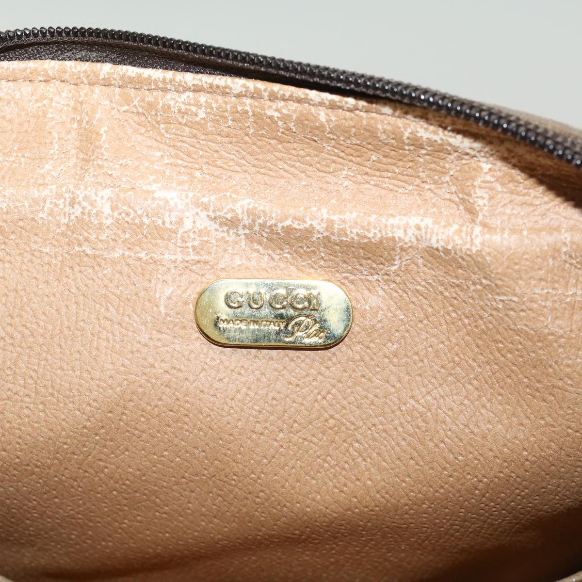 GUCCI GG Plus Canvas Clutch Bag PVC Leather Beige ep1069