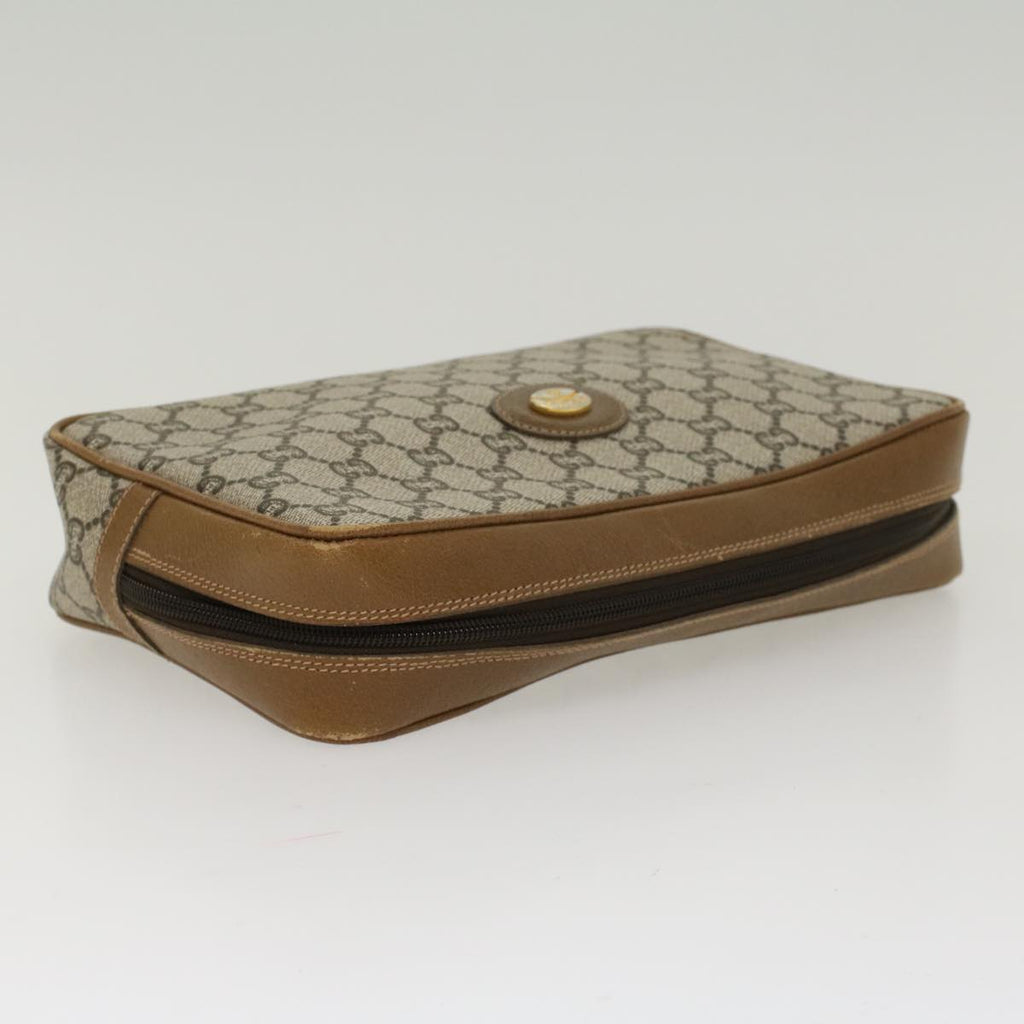 GUCCI GG Plus Canvas Clutch Bag PVC Leather Beige ep1069