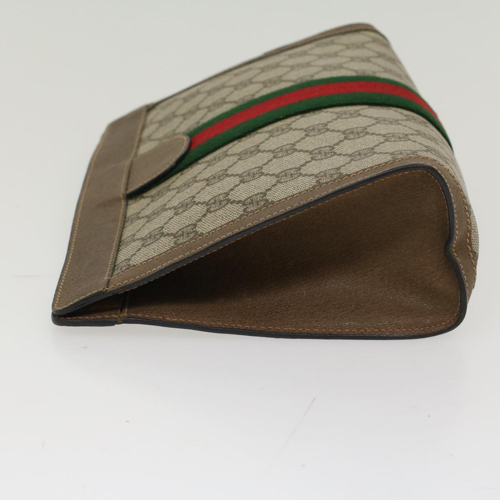 GUCCI GG Canvas Web Sherry Line Clutch Bag Beige Red 89•01•002 ep1079