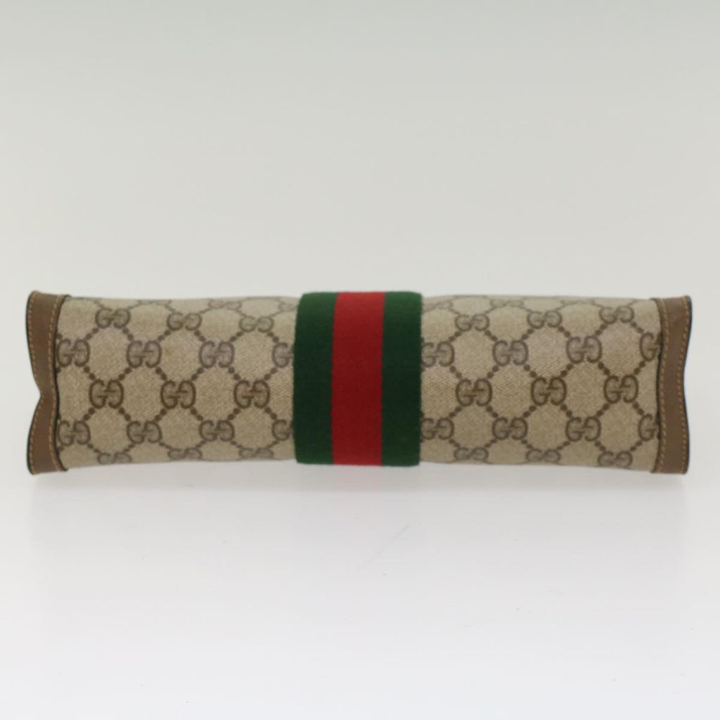GUCCI GG Canvas Web Sherry Line Clutch Bag Beige Red 89•01•002 ep1079