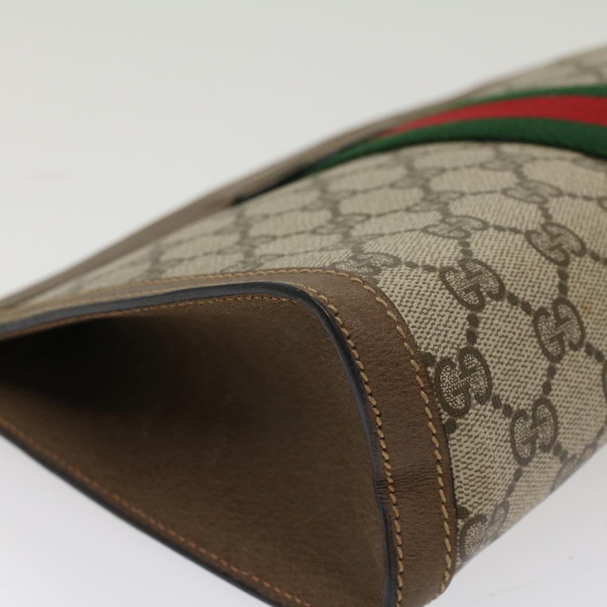 GUCCI GG Canvas Web Sherry Line Clutch Bag Beige Red 89•01•002 ep1079