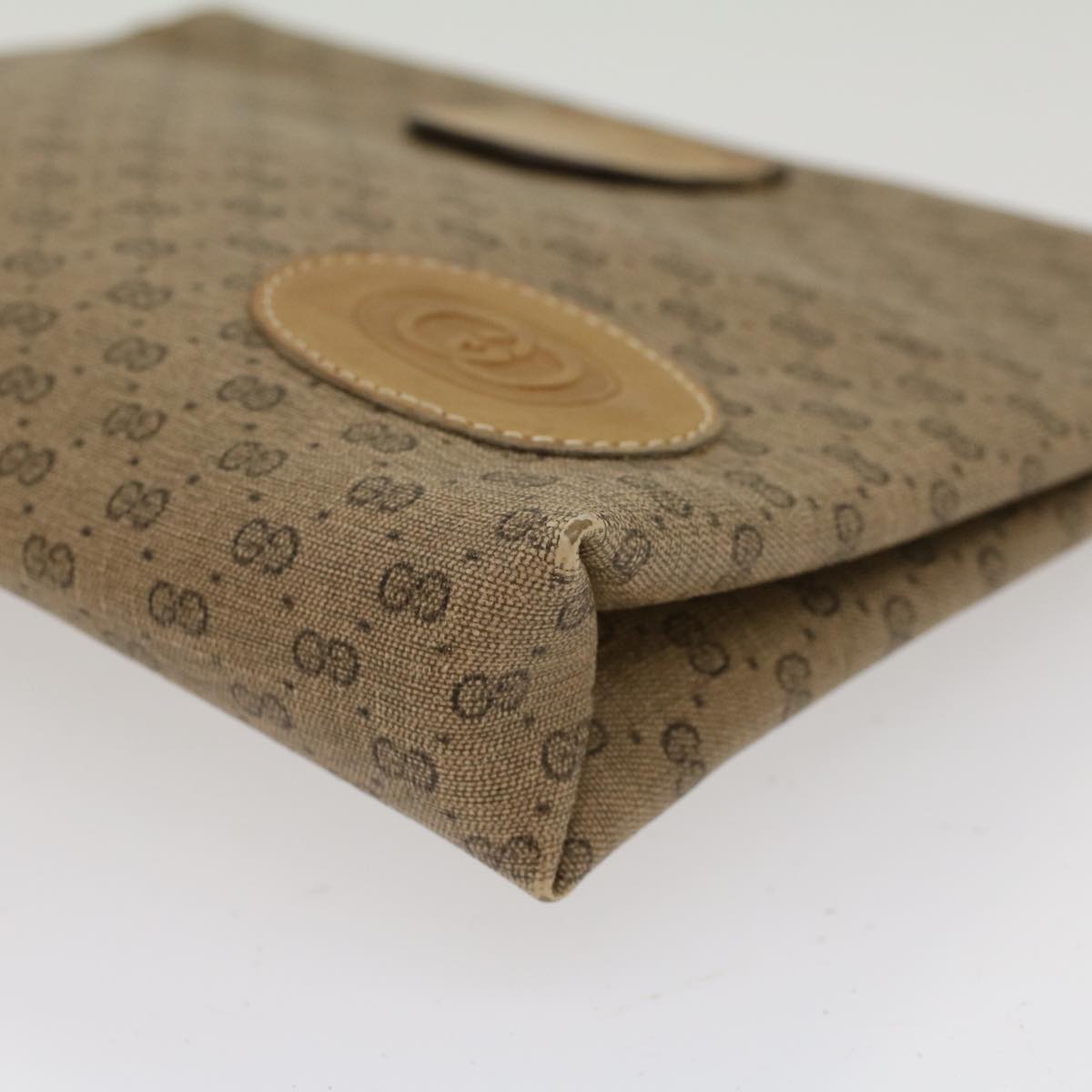 GUCCI Micro GG Canvas Clutch Bag PVC Leather Beige 67-039-5229 ep1090