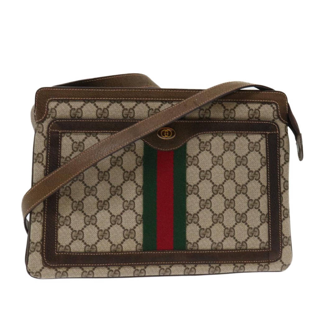 GUCCI GG Canvas Web Sherry Line Shoulder Bag Beige Red 001•16•4085 ep1097