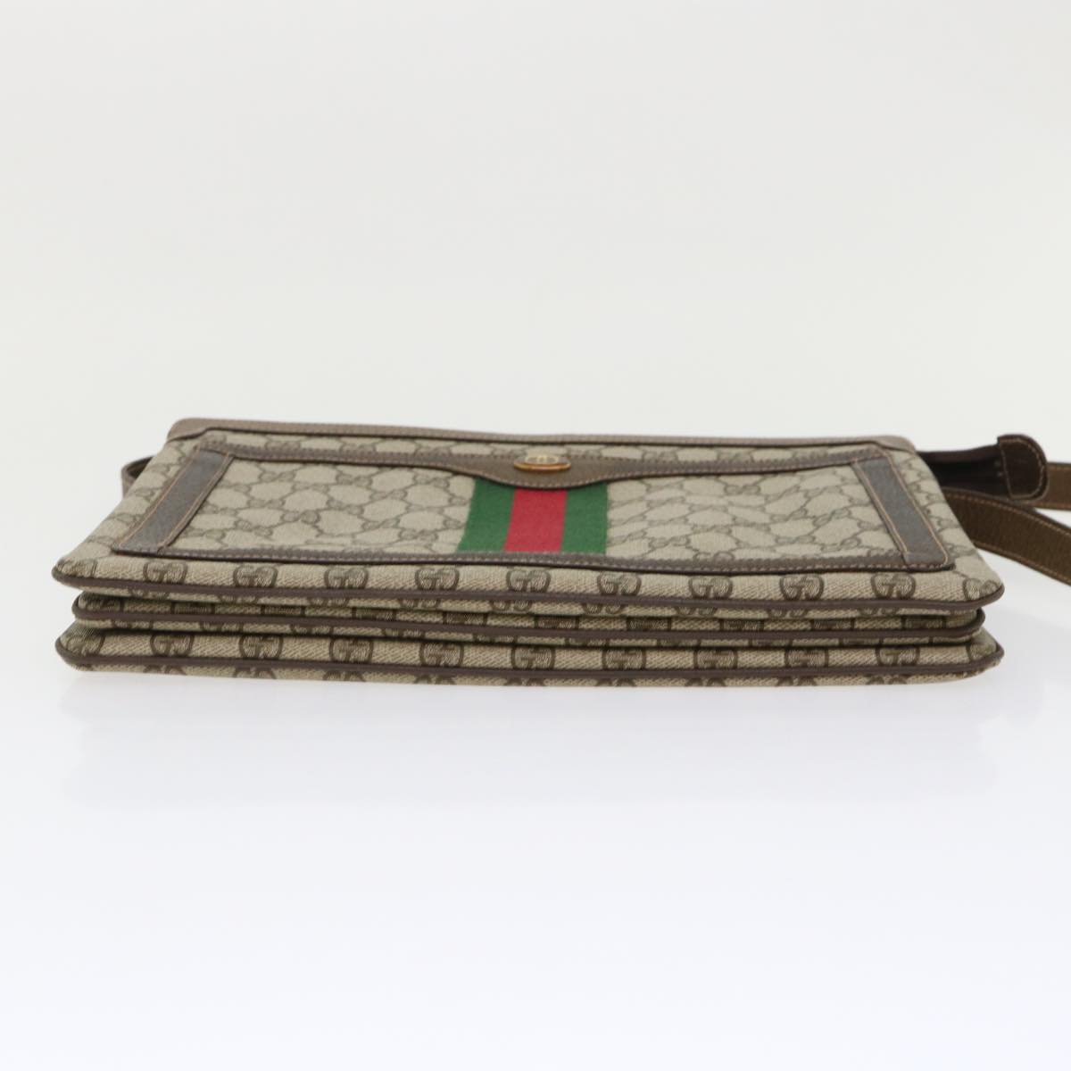 GUCCI GG Canvas Web Sherry Line Shoulder Bag Beige Red 001•16•4085 ep1097