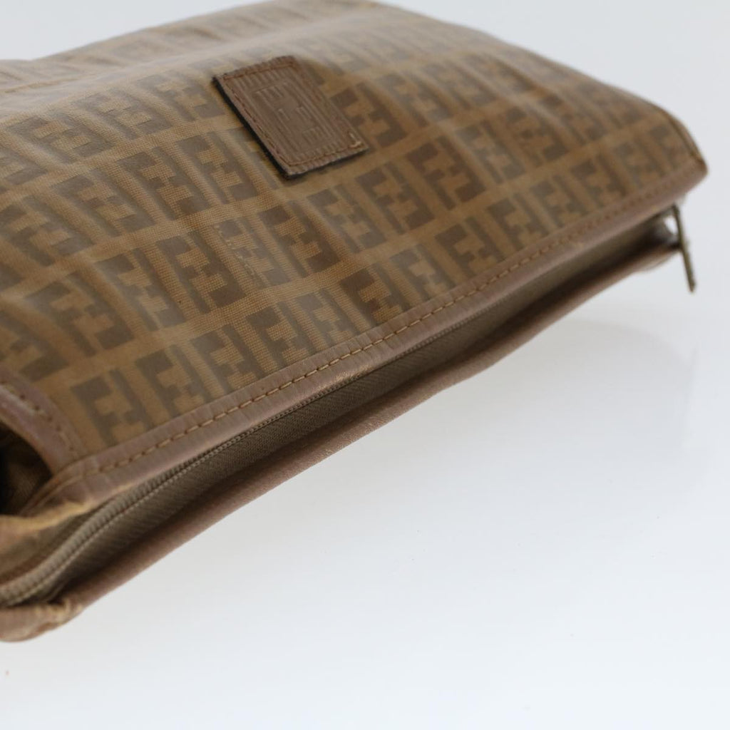 FENDI Zucchino Canvas Clutch Bag Brown ep1106