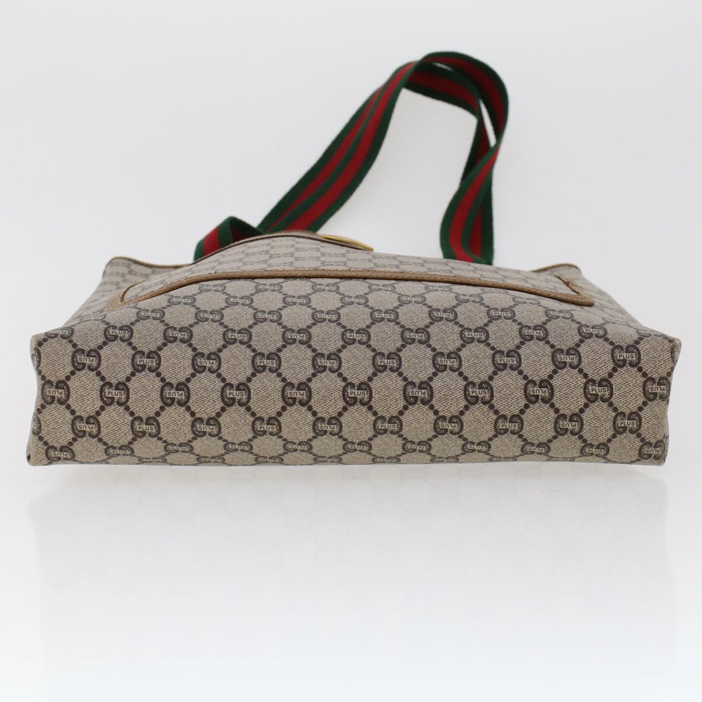 GUCCI GG Plus Canvas Web Sherry Line Tote Bag Beige Red Green ep1126