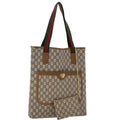GUCCI GG Plus Canvas Web Sherry Line Tote Bag Beige Red Green ep1126