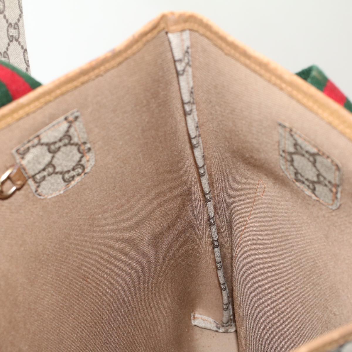 GUCCI GG Plus Canvas Web Sherry Line Tote Bag Beige Red Green ep1126