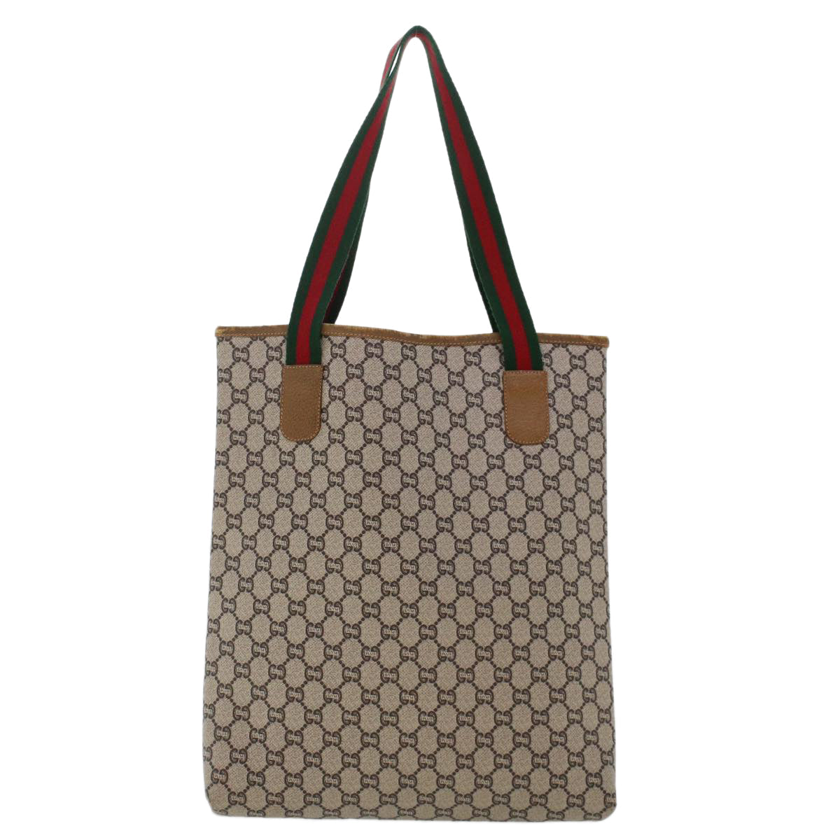 GUCCI GG Plus Canvas Web Sherry Line Tote Bag Beige Red Green ep1126