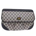 GUCCI GG Canvas Clutch Bag PVC Leather Gray Navy ep1131