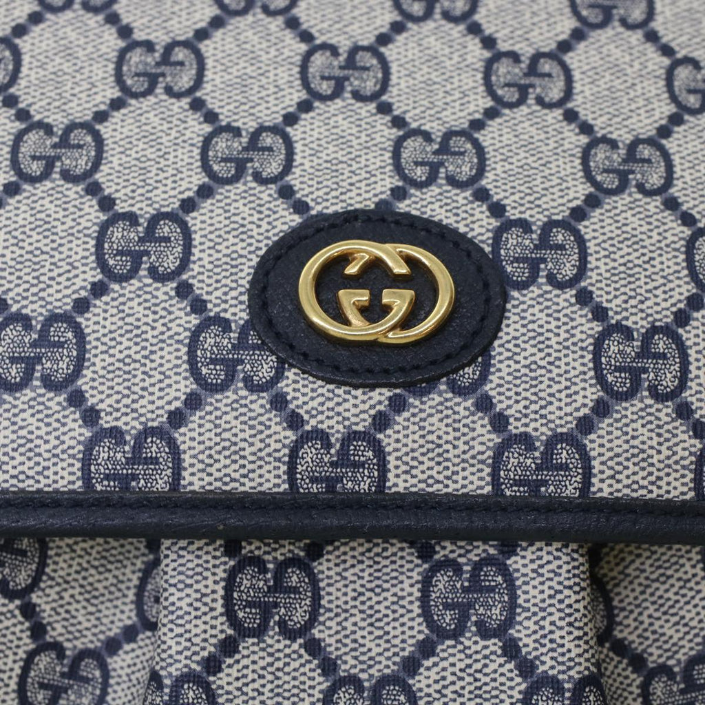 GUCCI GG Canvas Clutch Bag PVC Leather Gray Navy ep1131