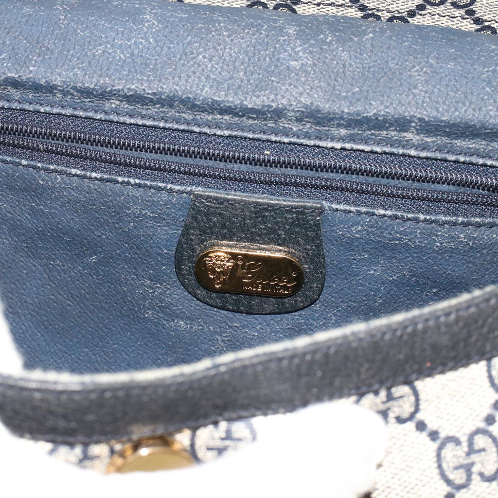 GUCCI GG Canvas Clutch Bag PVC Leather Gray Navy ep1131