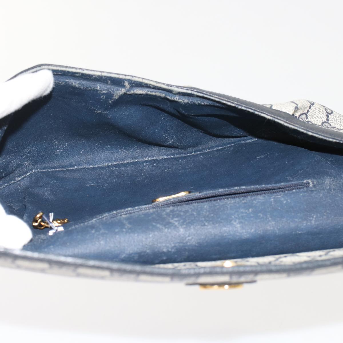 GUCCI GG Canvas Clutch Bag PVC Leather Gray Navy ep1131