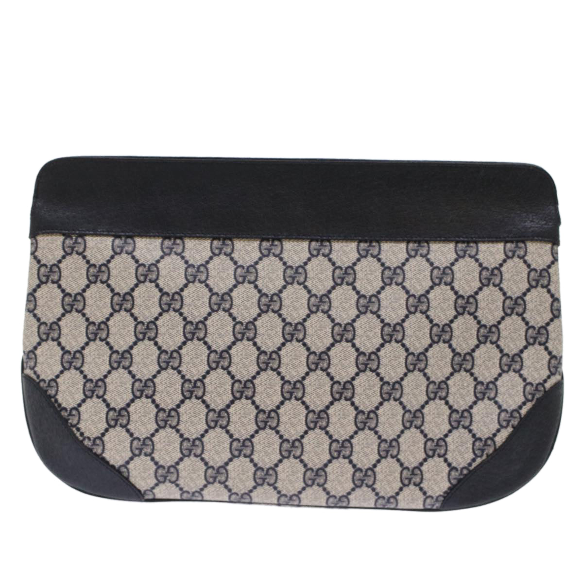 GUCCI GG Canvas Clutch Bag PVC Leather Gray Navy ep1131