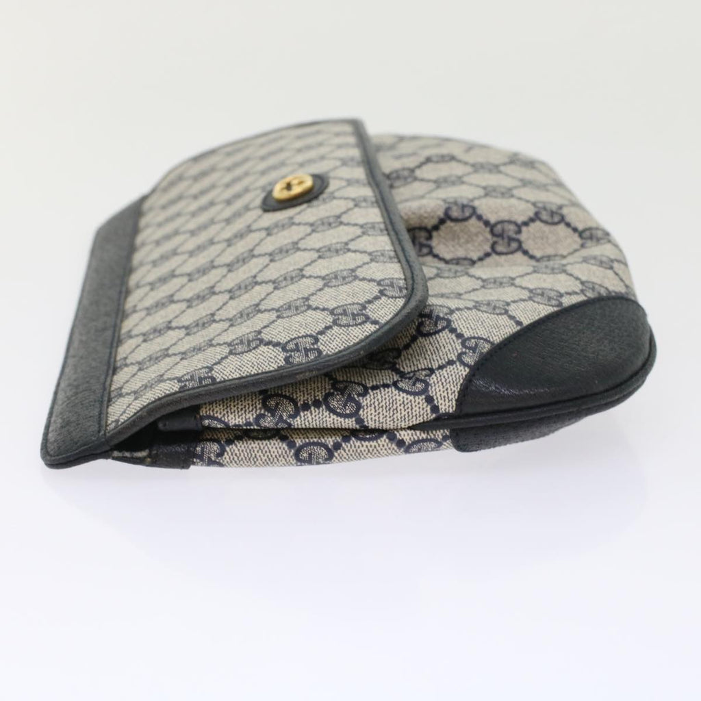 GUCCI GG Canvas Clutch Bag PVC Leather Gray Navy ep1131