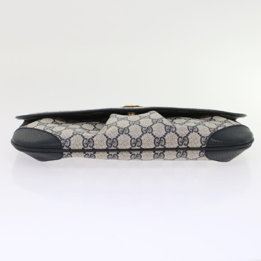 GUCCI GG Canvas Clutch Bag PVC Leather Gray Navy ep1131
