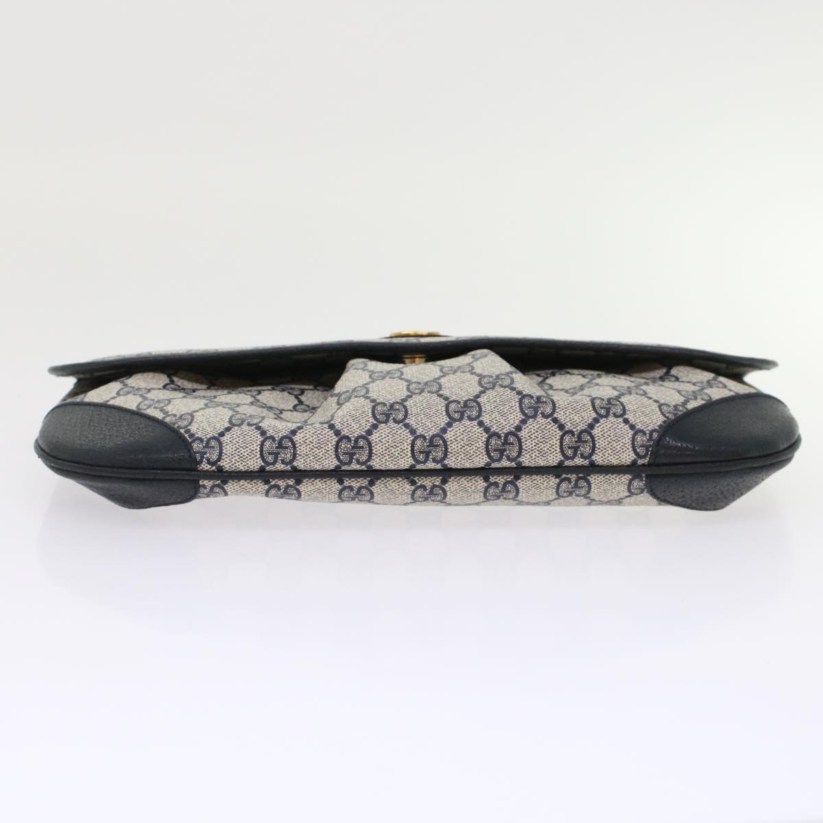 GUCCI GG Canvas Clutch Bag PVC Leather Gray Navy ep1131