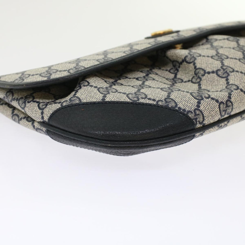 GUCCI GG Canvas Clutch Bag PVC Leather Gray Navy ep1131