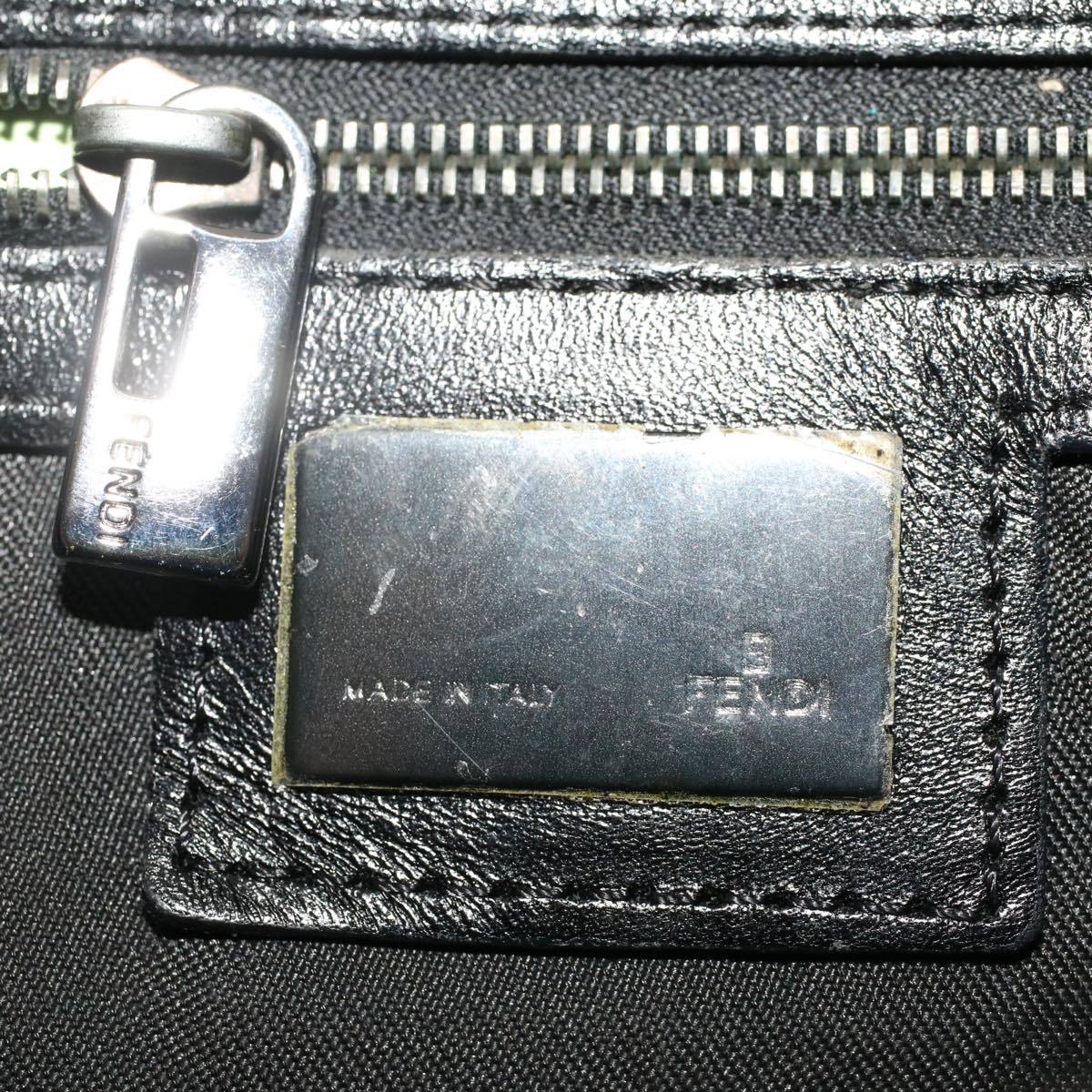 FENDI Zucchino Canvas Mamma Baguette Shoulder Bag Leather Black ep1135