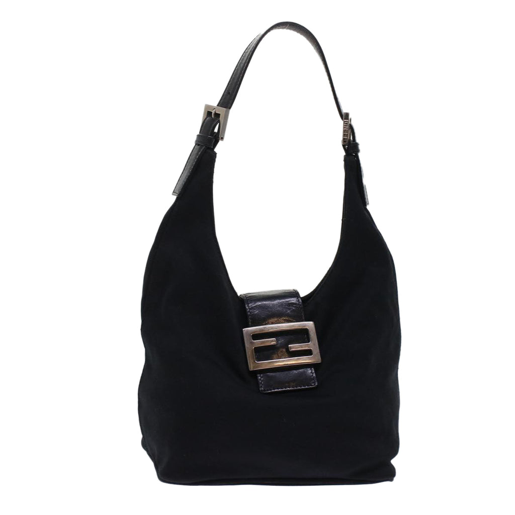 FENDI Mamma Baguette Shoulder Bag Nylon Black ep1158