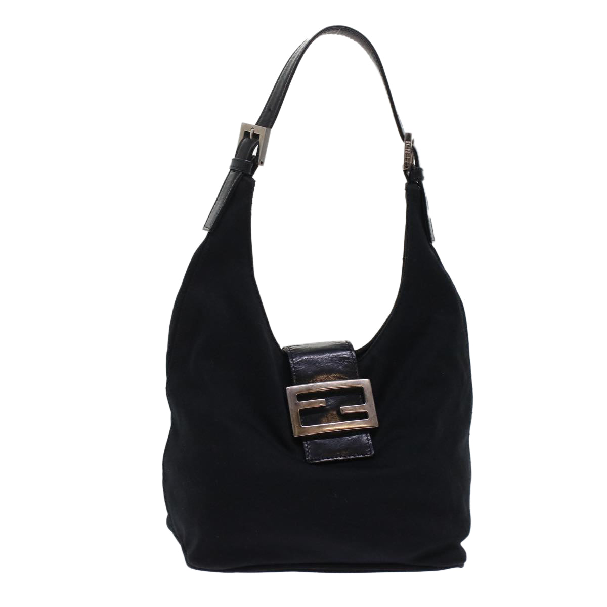 FENDI Mamma Baguette Shoulder Bag Nylon Black ep1158