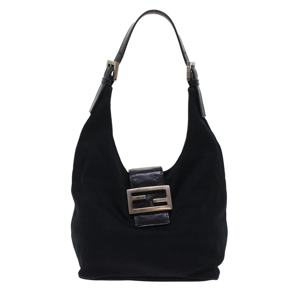 FENDI Mamma Baguette Shoulder Bag Nylon Black ep1158
