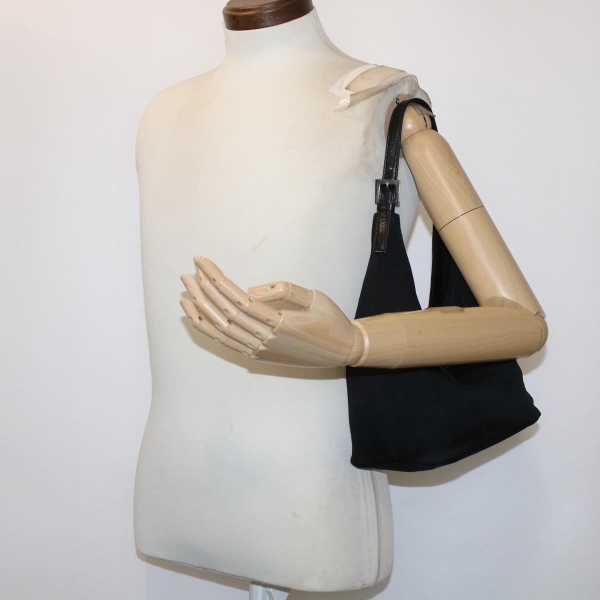 FENDI Mamma Baguette Shoulder Bag Nylon Black ep1158