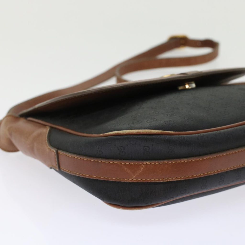 GUCCI Micro GG Canvas Shoulder Bag PVC Leather Black ep1178