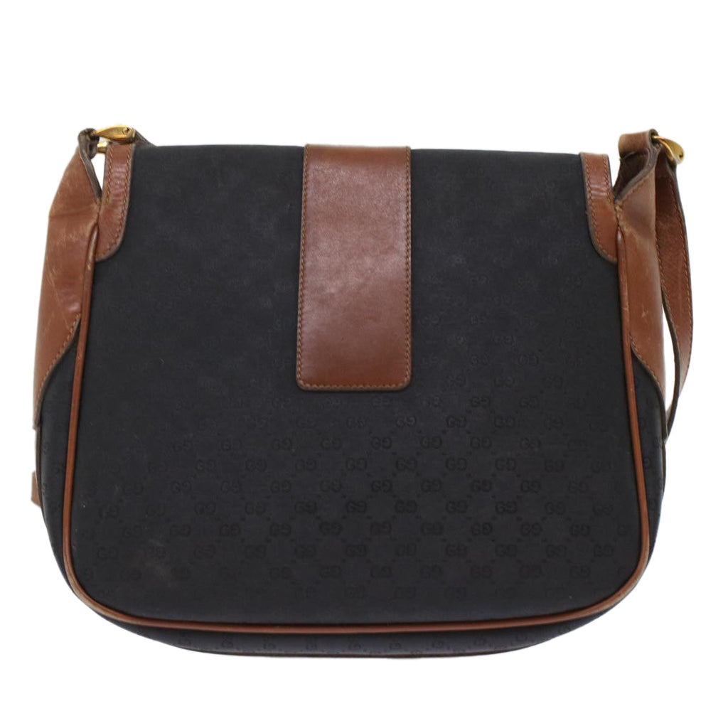 GUCCI Micro GG Canvas Shoulder Bag PVC Leather Black ep1178