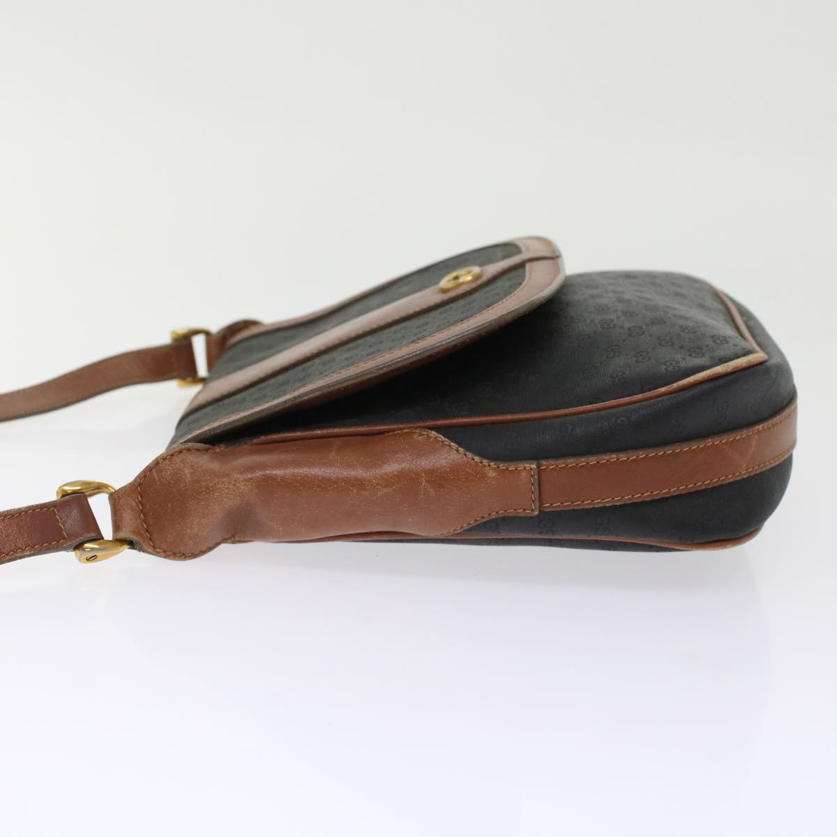 GUCCI Micro GG Canvas Shoulder Bag PVC Leather Black ep1178