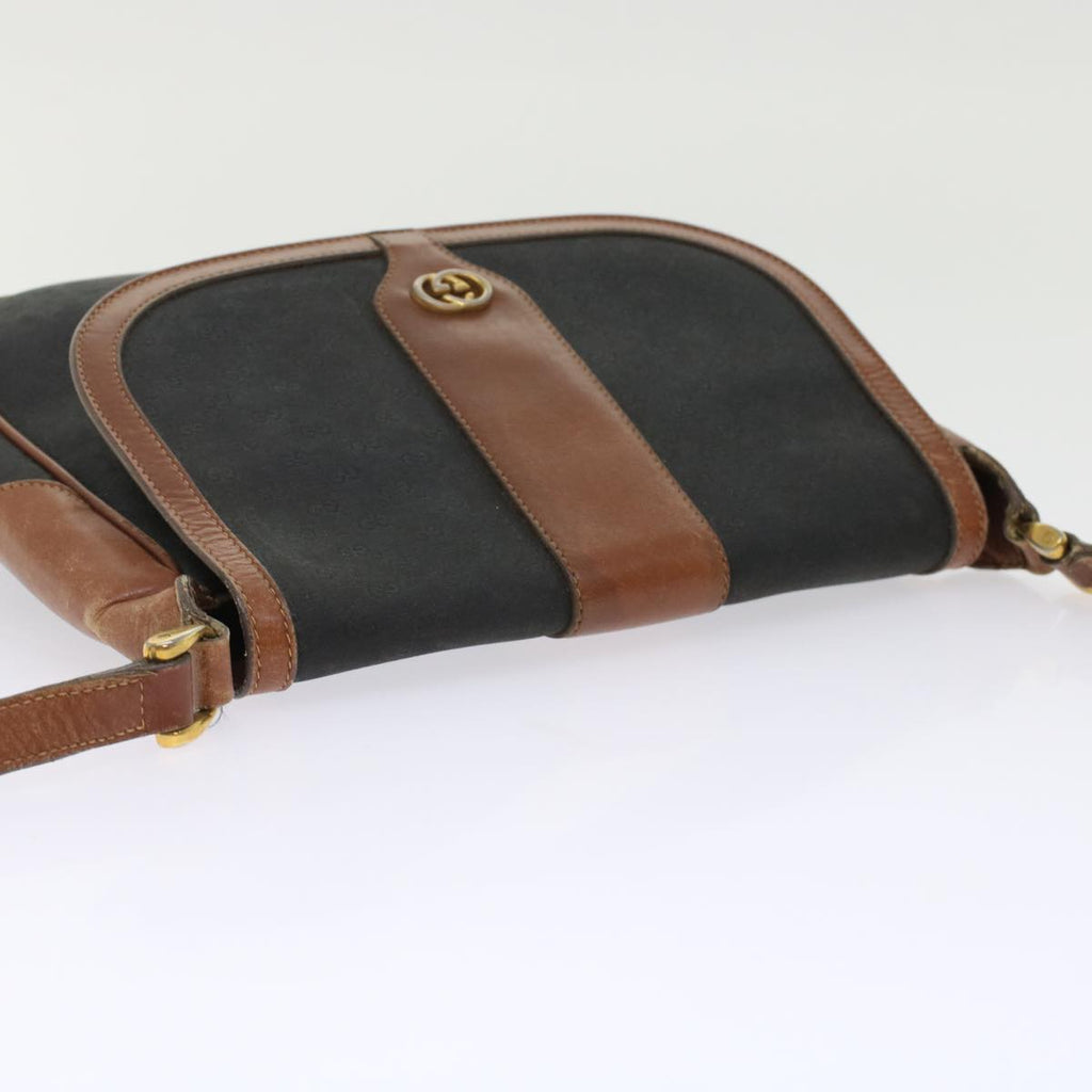GUCCI Micro GG Canvas Shoulder Bag PVC Leather Black ep1178