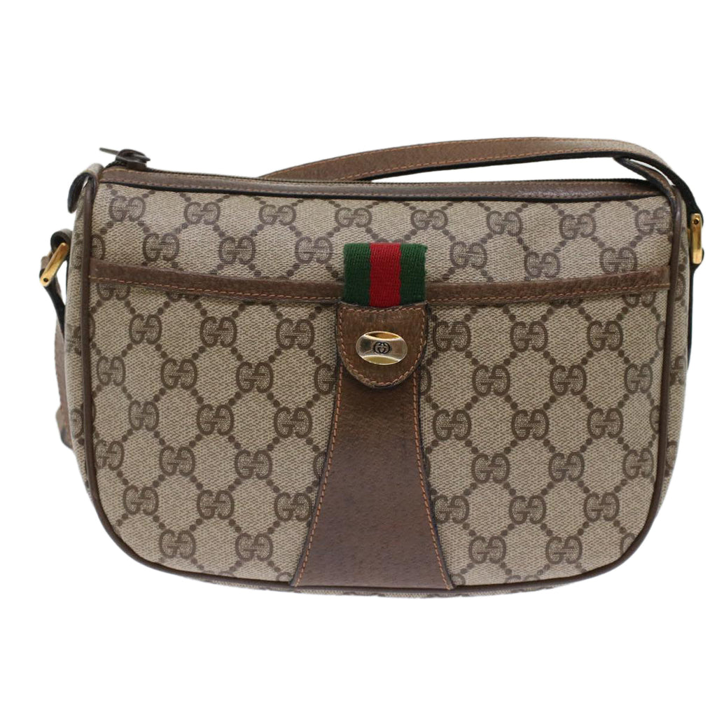 GUCCI GG Canvas Web Sherry Line Shoulder Bag Beige Red 89•02•032 ep1209