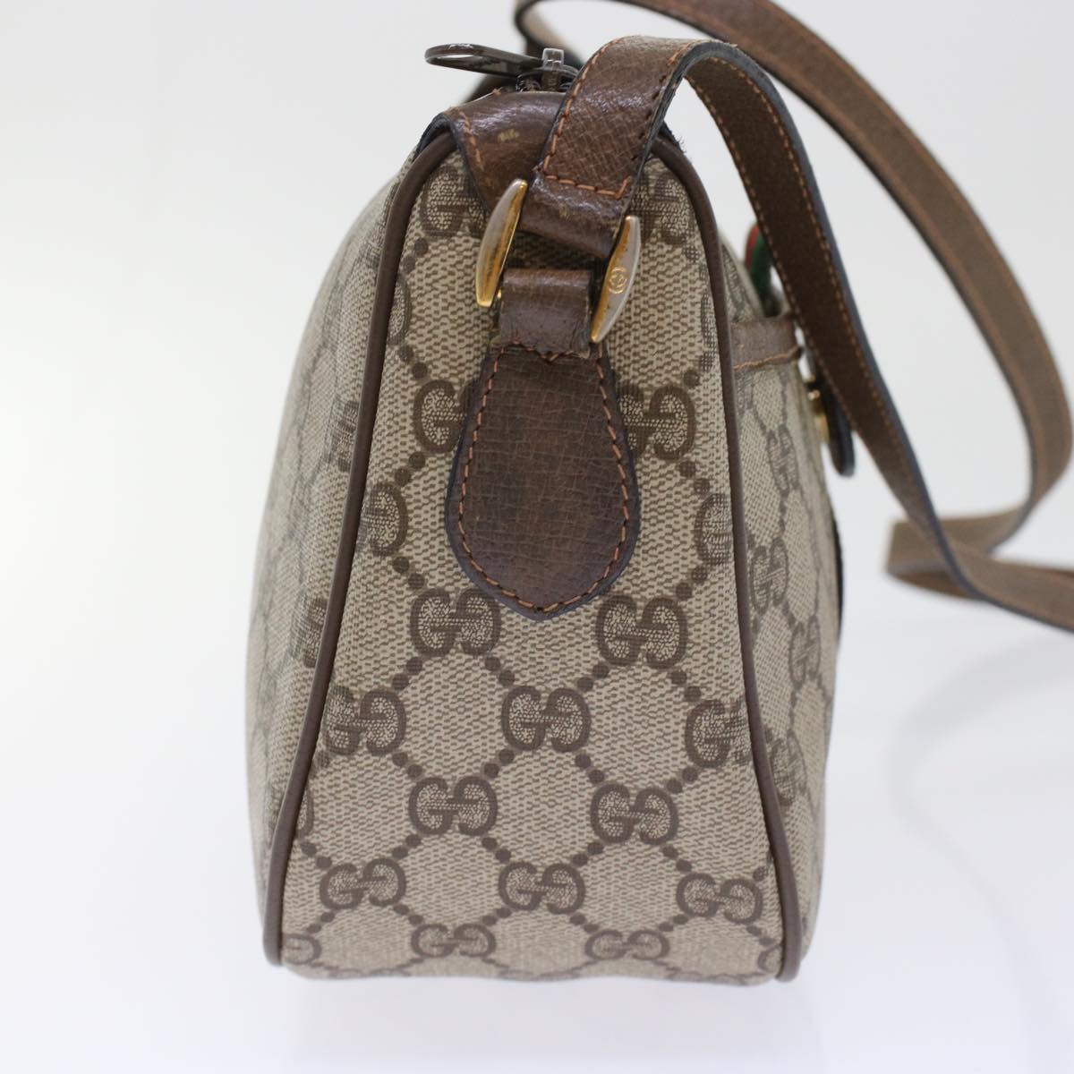GUCCI GG Canvas Web Sherry Line Shoulder Bag Beige Red 89•02•032 ep1209