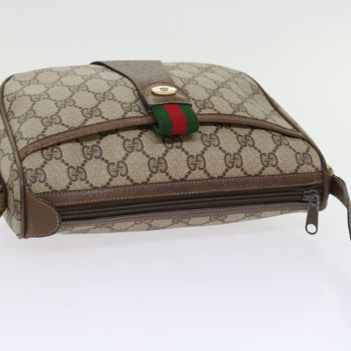 GUCCI GG Canvas Web Sherry Line Shoulder Bag Beige Red 89•02•032 ep1209