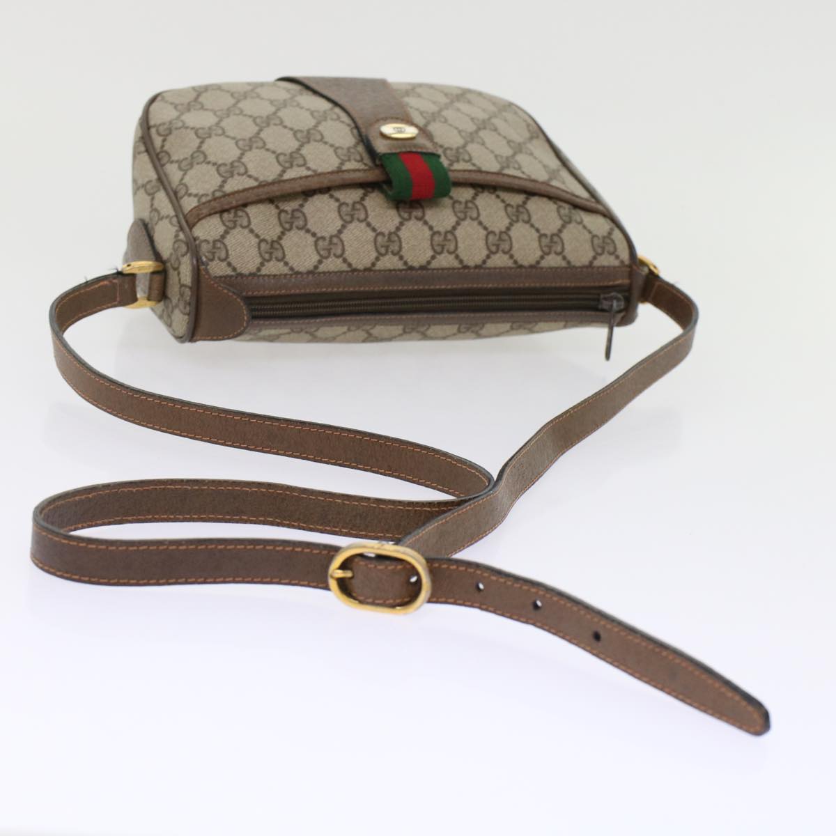 GUCCI GG Canvas Web Sherry Line Shoulder Bag Beige Red 89•02•032 ep1209