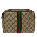 GUCCI GG Canvas Web Sherry Line Clutch Bag Beige Red 22•01•012 ep1227