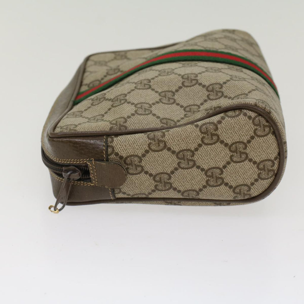GUCCI GG Canvas Web Sherry Line Clutch Bag Beige Red 22•01•012 ep1227