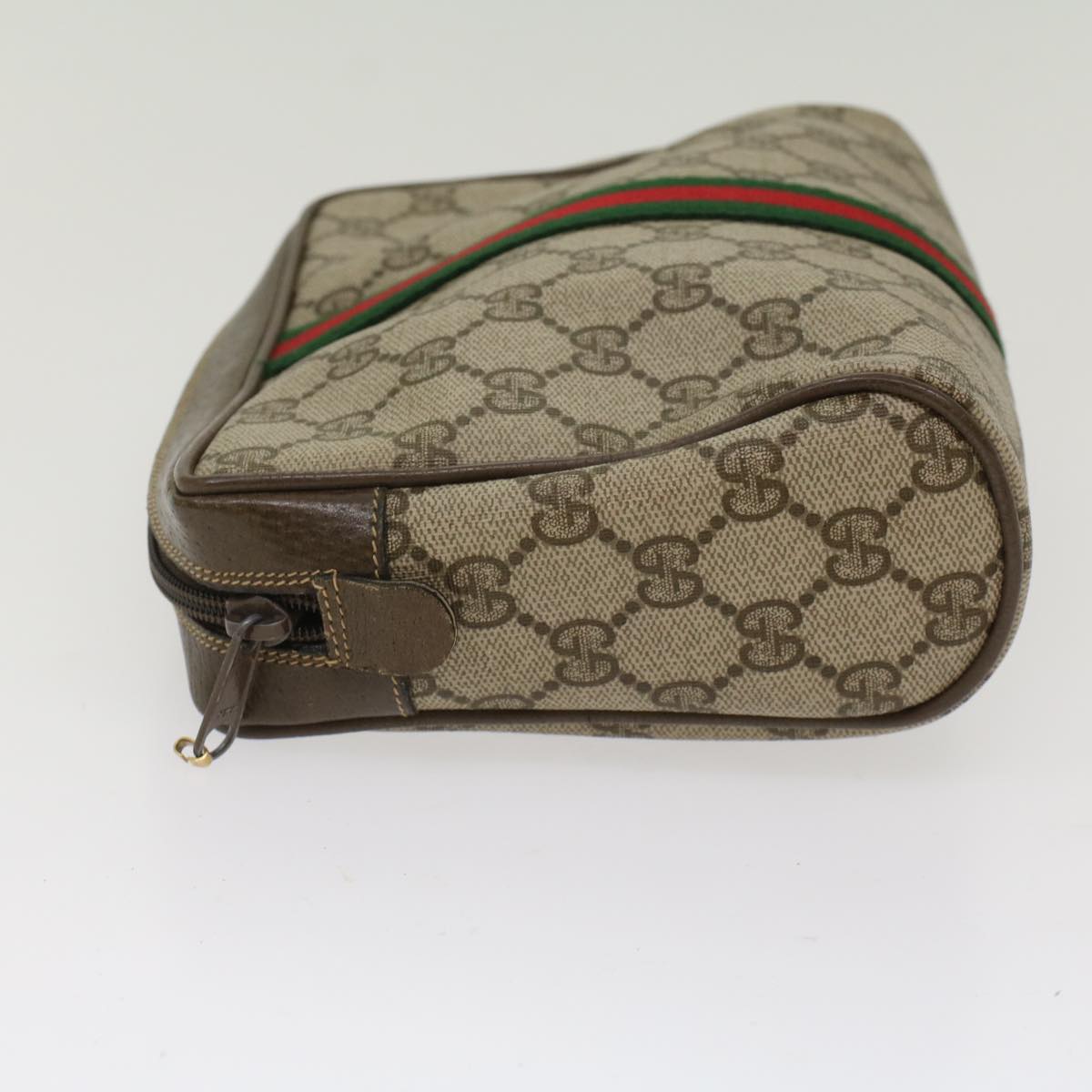 GUCCI GG Canvas Web Sherry Line Clutch Bag Beige Red 22•01•012 ep1227