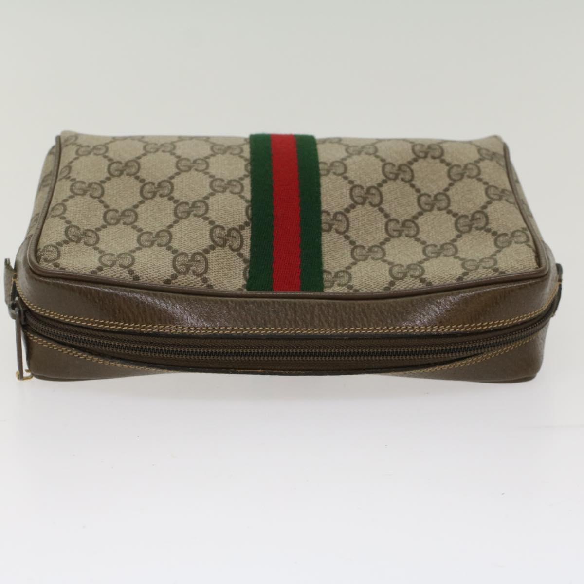 GUCCI GG Canvas Web Sherry Line Clutch Bag Beige Red 22•01•012 ep1227