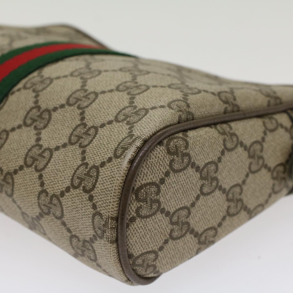 GUCCI GG Canvas Web Sherry Line Clutch Bag Beige Red 22•01•012 ep1227
