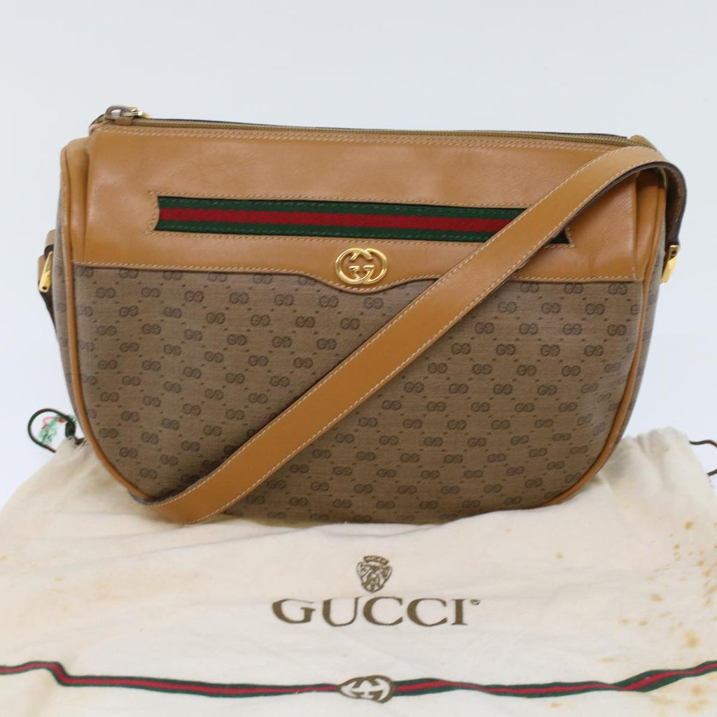 GUCCI Micro GG Canvas Web Sherry Line Shoulder Bag Beige Red Green ep1231