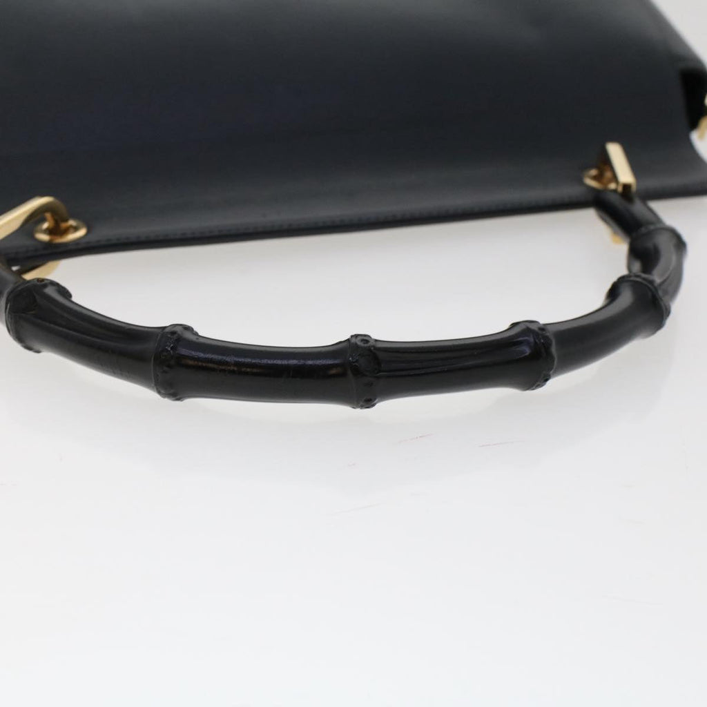 GUCCI Bamboo Shoulder Bag Leather Black ep1264